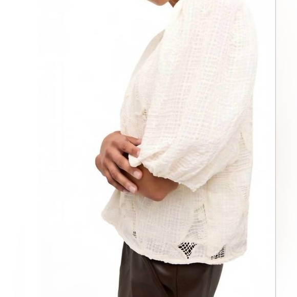 Marie Oliver Lace Vance Puff Sleeve Top Cream  Blouse - Picture 4 of 8